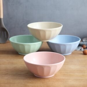 Wheat Straw PP Salad Bowl Set Solid Color Biodegradable Rice Bowl
