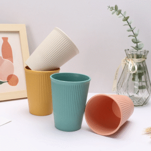 Custom Logo Reusable Wheat Straw Water Cup Travel Coffee Cup Plastic Milk Cup