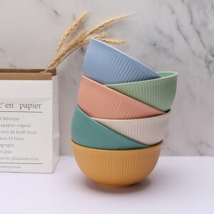 Environmentally Friendly Reusable Round Bowl Set Wheat Straw Bowls Biodegradable Products