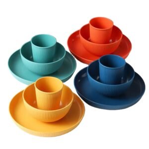 Unbreakable Wheat Straw Dinnerware Sets Reusable Eco Cups Plates and Bowls Sets