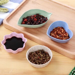 Home Kitchen Wheat Straw Seasoning Dish Creative Plastic Dish Dipping Sauce Snack Plate