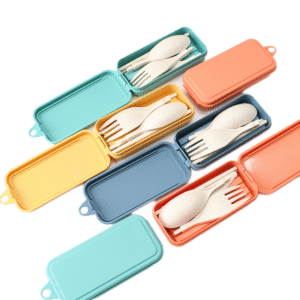 Set Portable Removable Knife Fork Spoon Chopsticks 4 Piece Gift Set Outdoor Straw Folding Cutlery