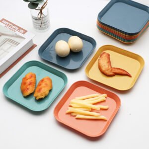 Bpa Free Wheat Straw 6inch Square Dish Tableware Plate