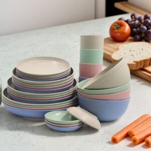 Wholesale Eco-Friendly BPA-Free Wheat Straw Plate Set | Custom Engraving Tableware