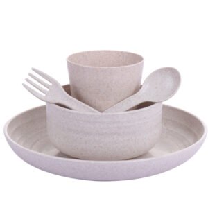 Eco Plastic Cup Plates Dinnerware Set for Kids Set Wheat Fiber Children Tableware Set With Plate