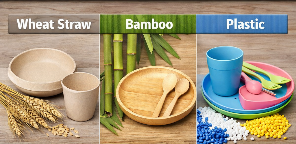 WheatStraw VS Bamboo VS Plastic