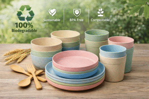 Eco-Friendly Wheat Straw Dinnerware Set