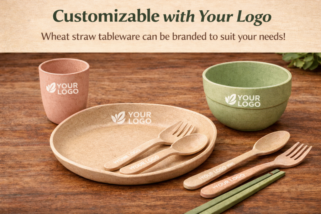 Wheat tableware with customizable logo