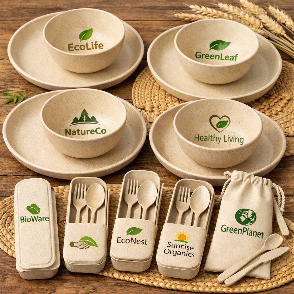 Custom wheat straw tableware MOQ options