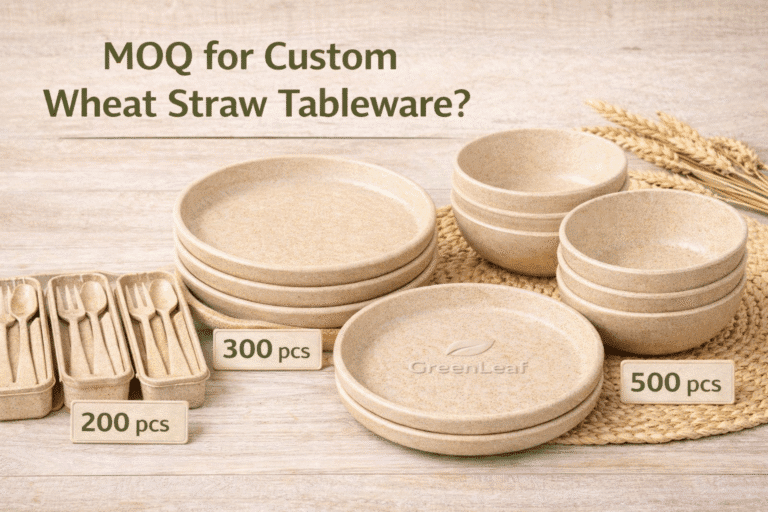 MOQ for custom wheat straw tableware
