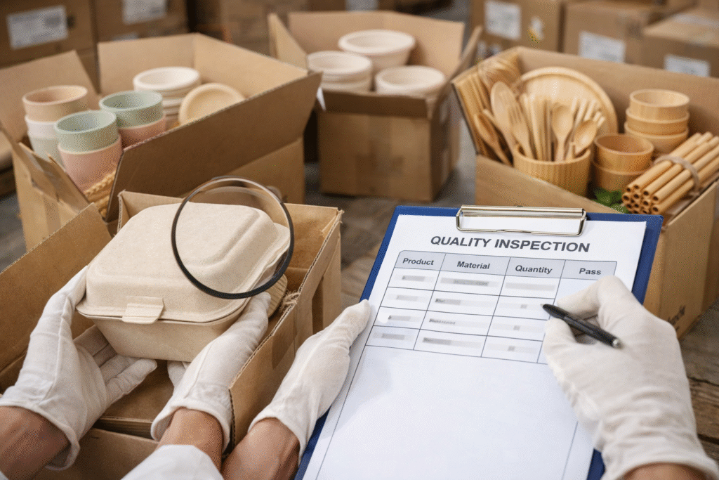 factory quality inspection of eco friendly tableware products