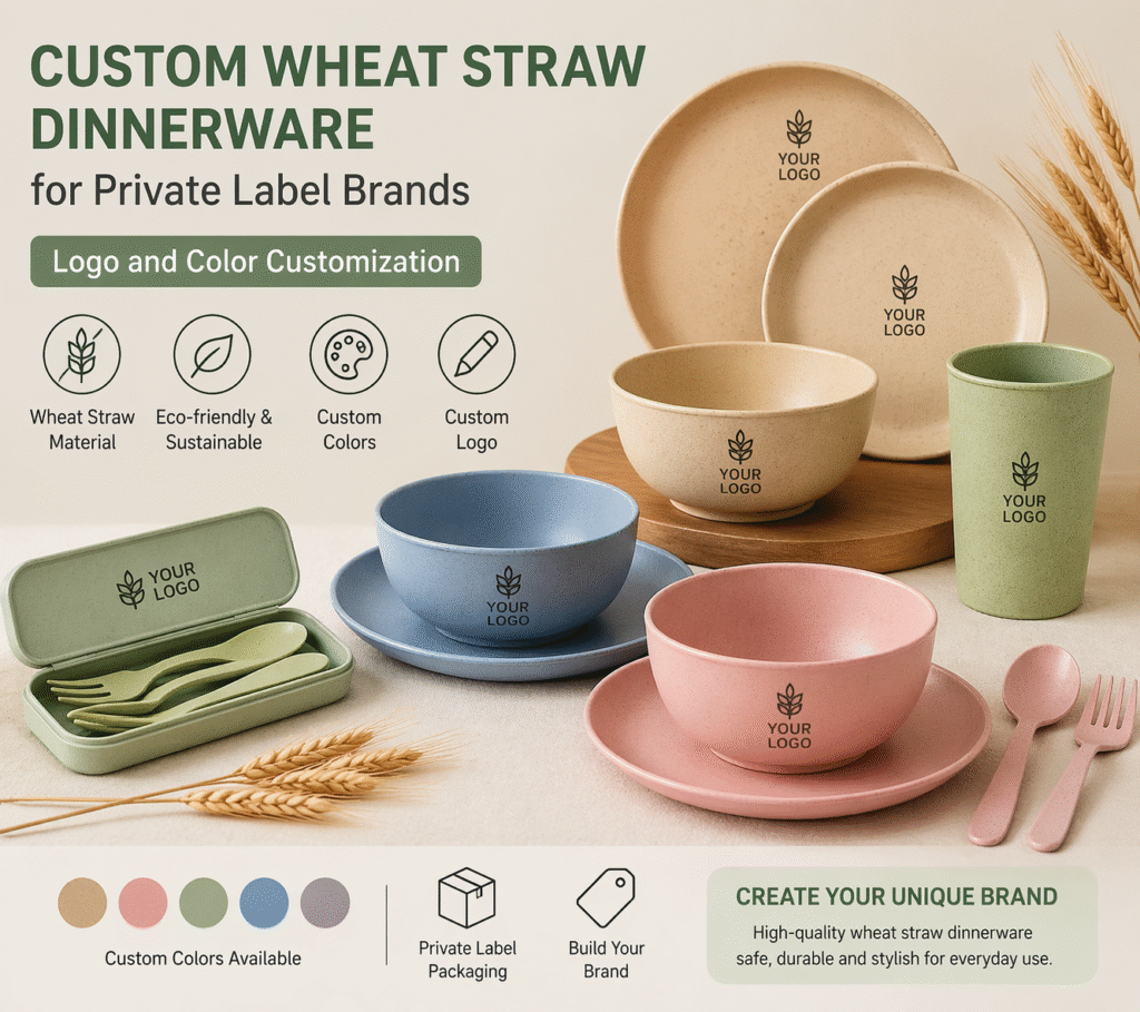 custom wheat straw dinnerware for private label brands