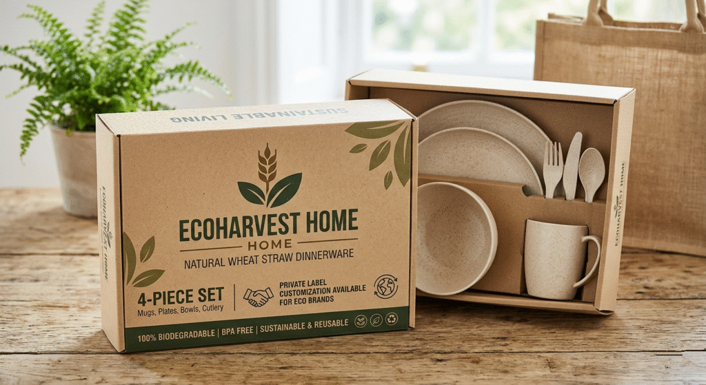 custom wheat straw dinnerware for private label brands