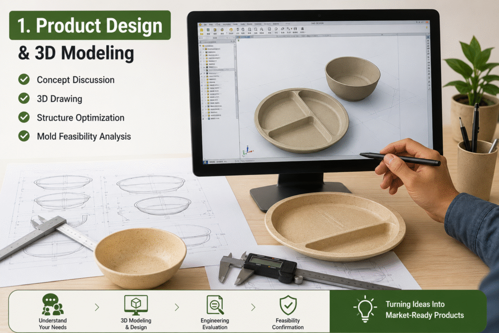 custom wheat straw dinnerware mold