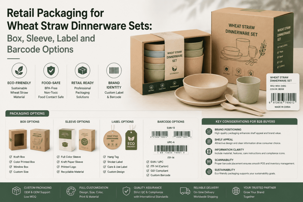 retail packaging wheat straw dinnerware