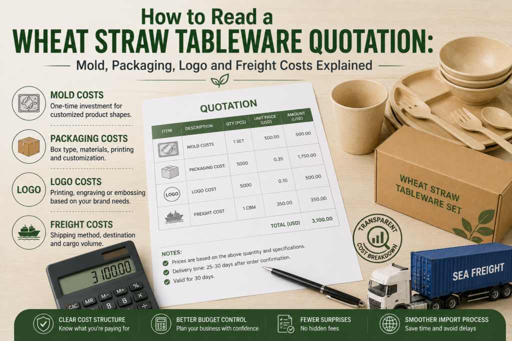 How to Read a Wheat Straw Tableware Quotation: Mold, Packaging, Logo and Freight Costs Explained