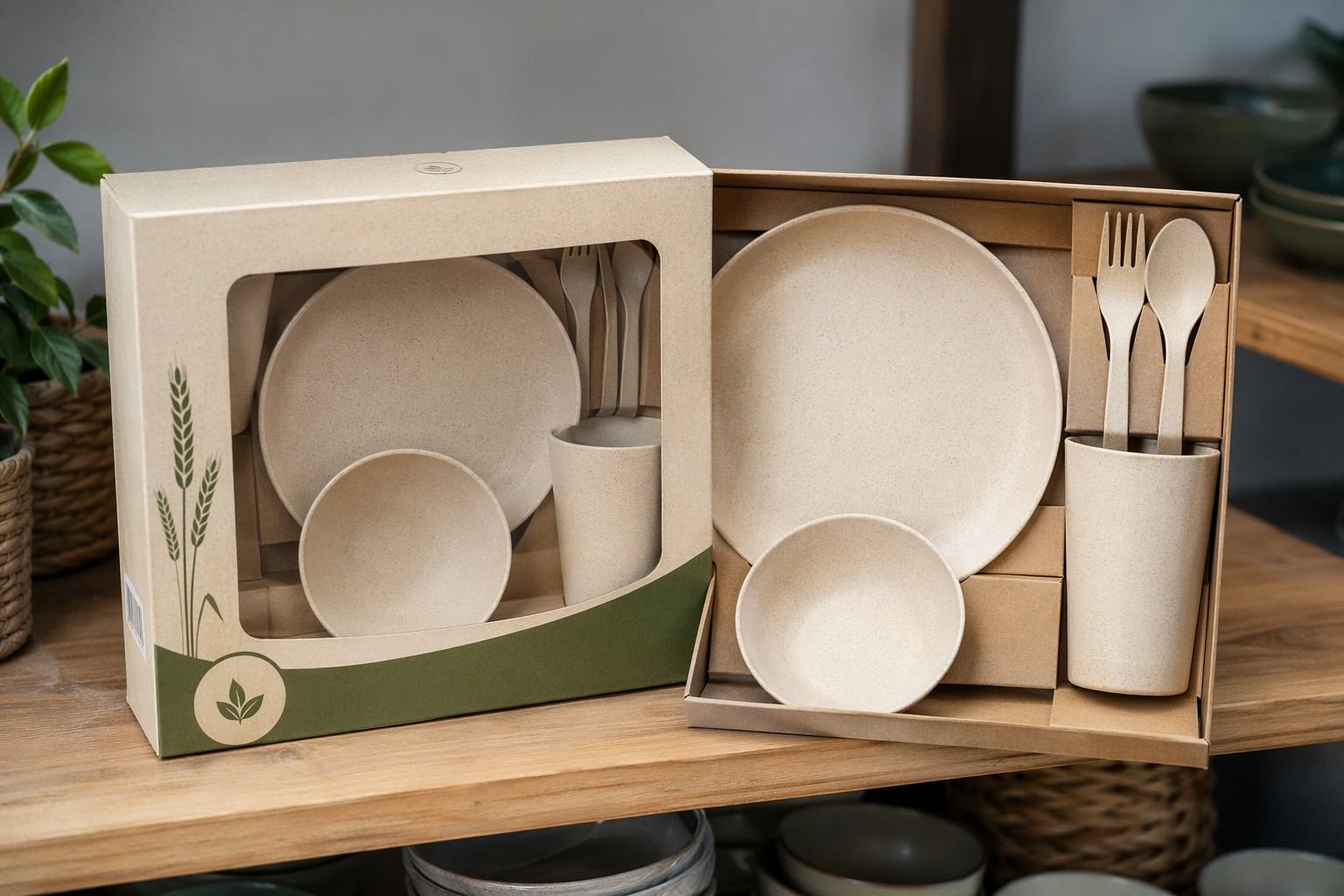 Retail box dieline and tableware packaging components
