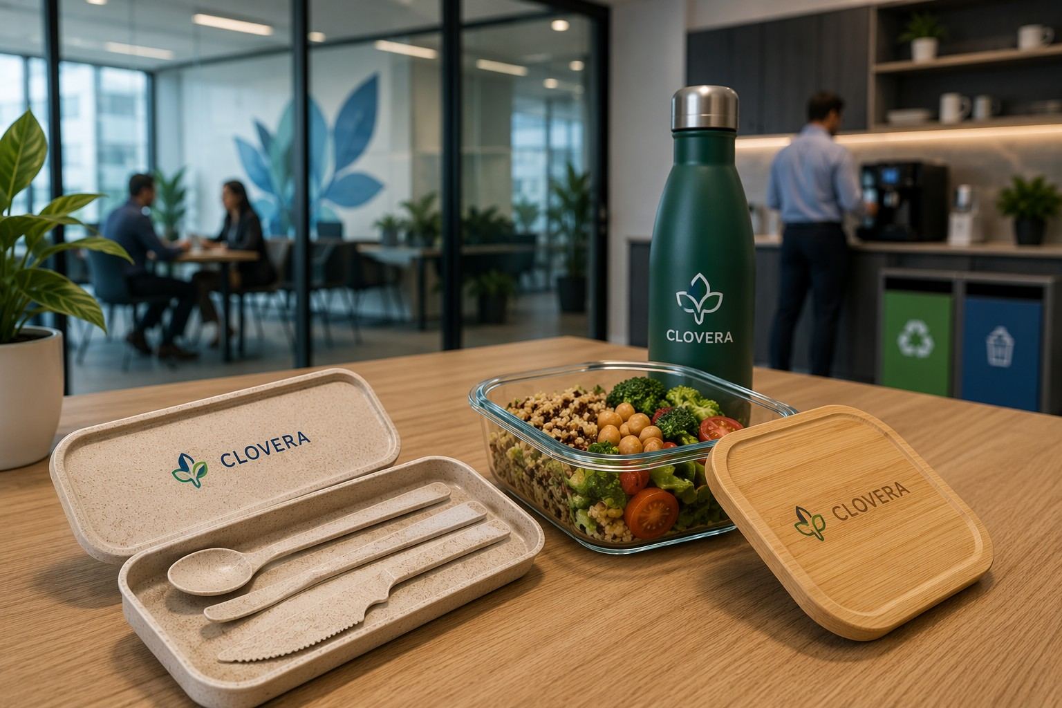 Branded wheat straw cutlery set for office promotion