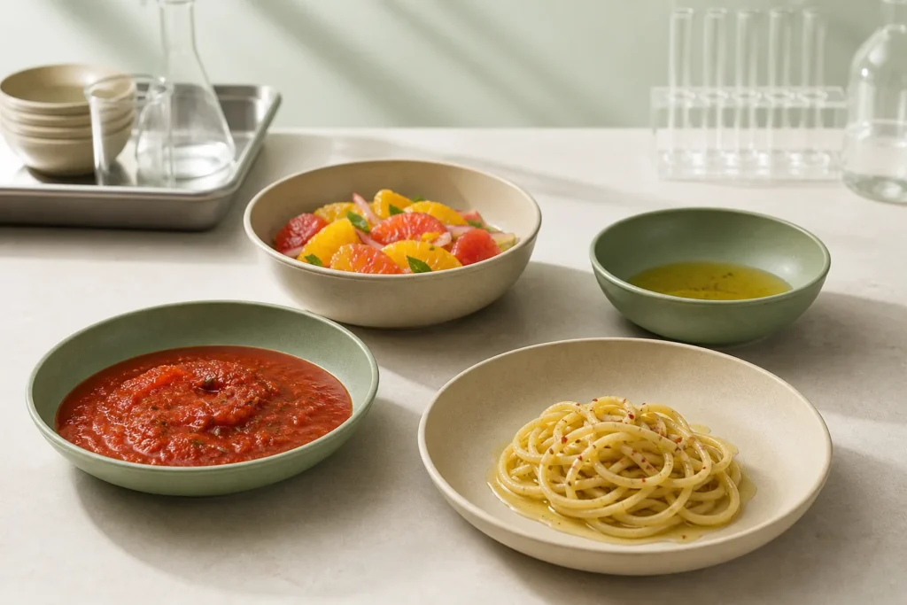 Wheat straw tableware holding acidic and oily foods for buyer evaluation