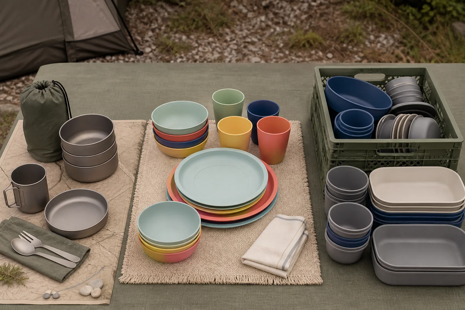 Camping dinnerware material selection for backpacking family and campsite scenarios