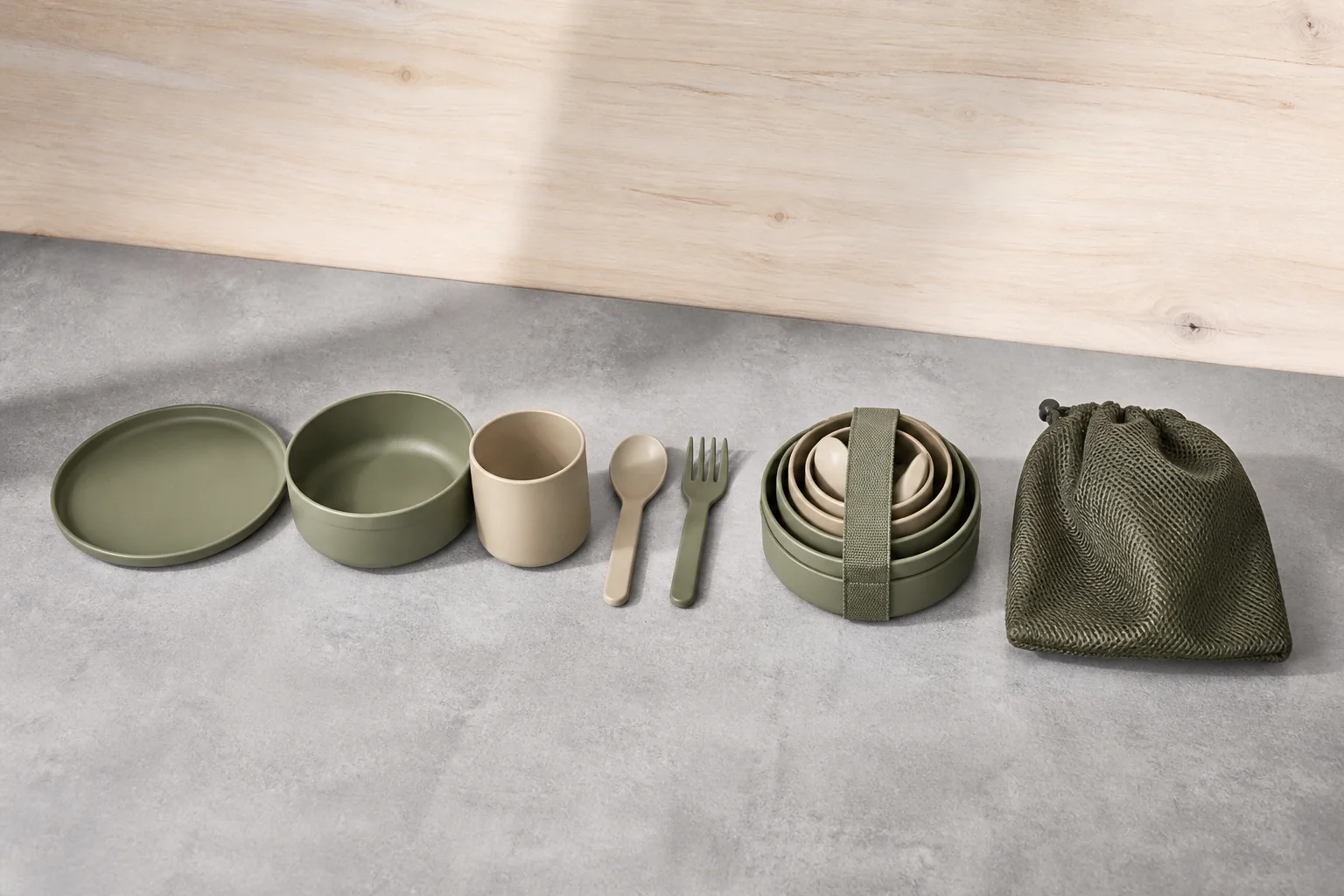 What is a camping mess kit nesting system with plates bowls cups and cutlery