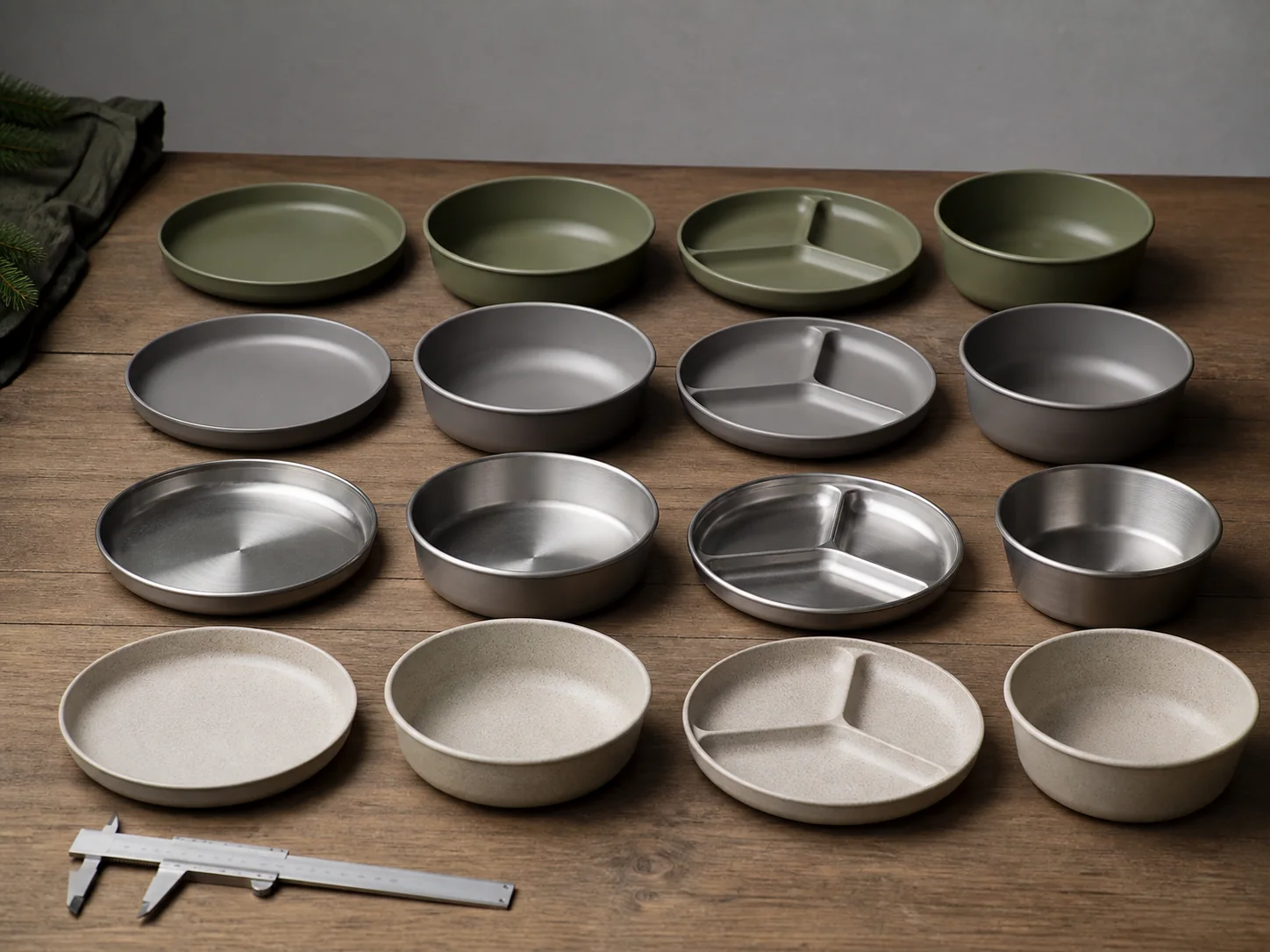Camping plate depth shapes and material selection