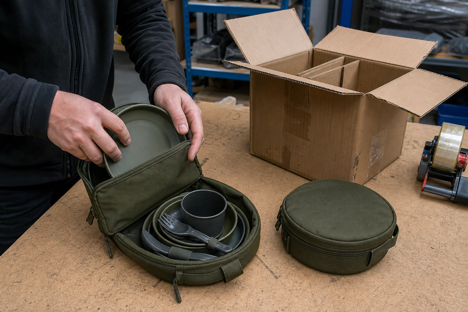 Camping tableware packaging and carton inspection