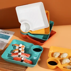 Colorful Wheat-Straw + PP Camping Plate Set – main product view