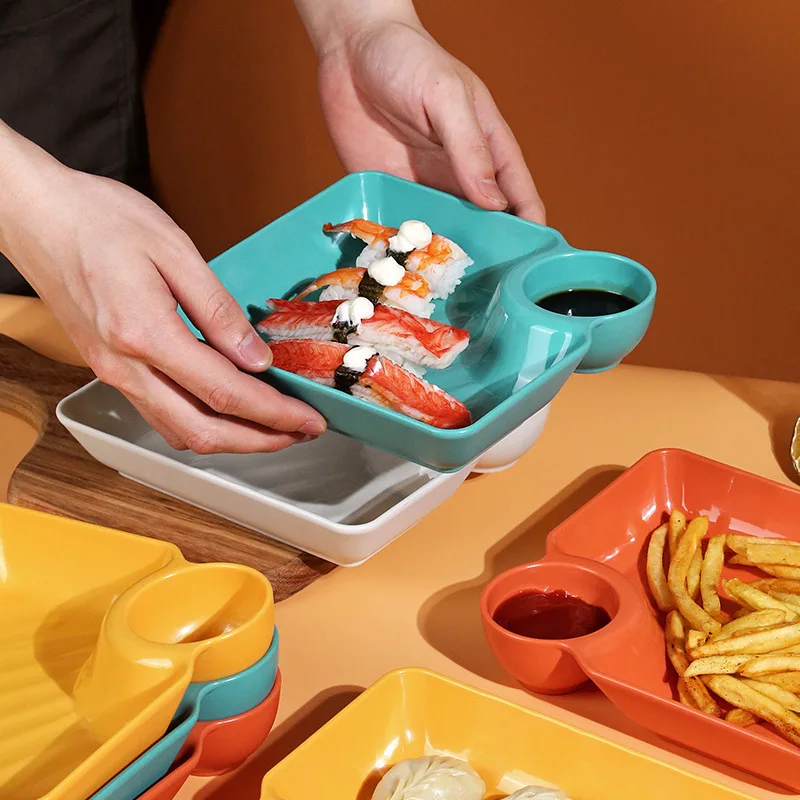 Colorful Wheat-Straw + PP Camping Plate Set – alternate product view