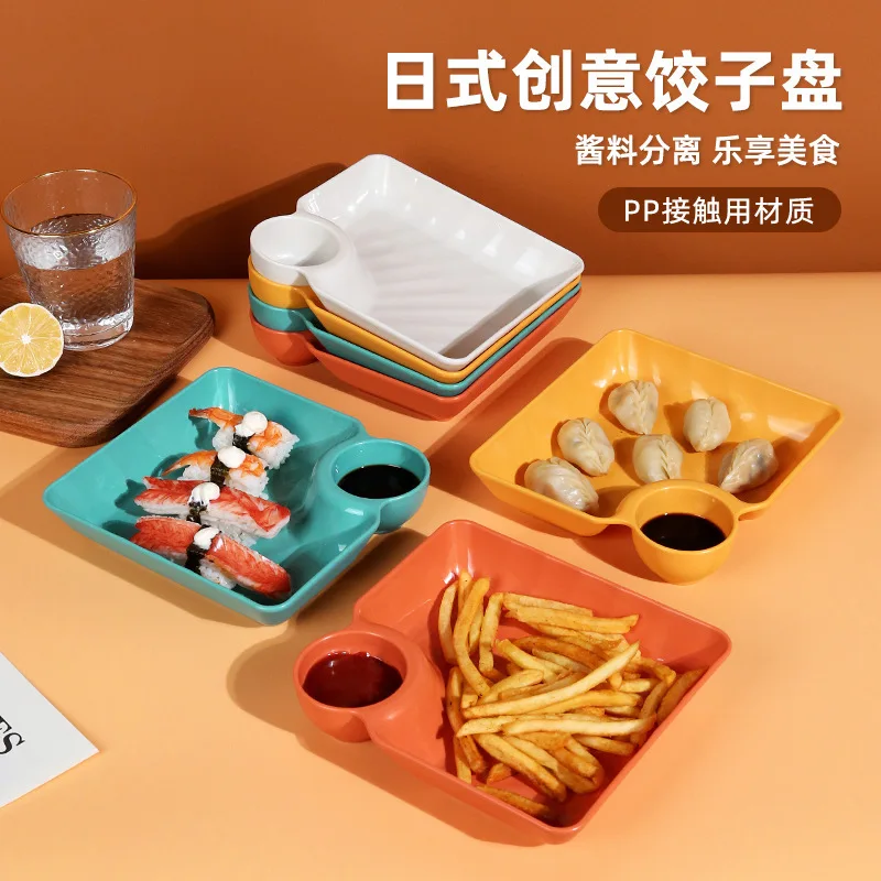 Colorful Wheat-Straw + PP Camping Plate Set – detail view