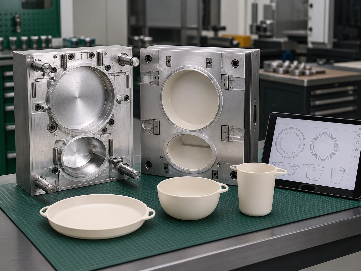 Custom mold development for outdoor tableware components