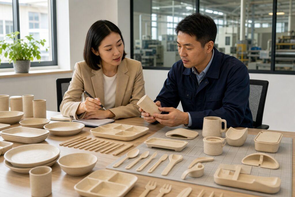 factory manager comparing samples