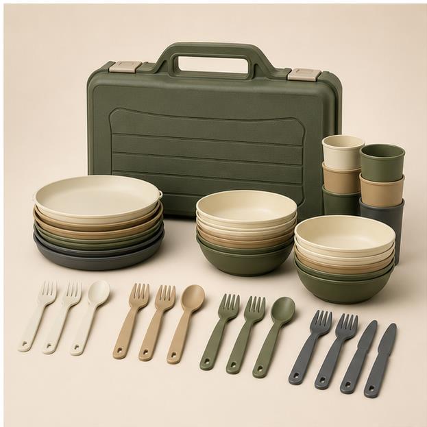 Custom-Molded PP Family Camping Dinnerware Set