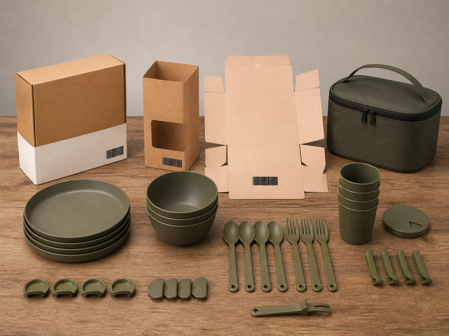 PP camping dinnerware private-label packaging development