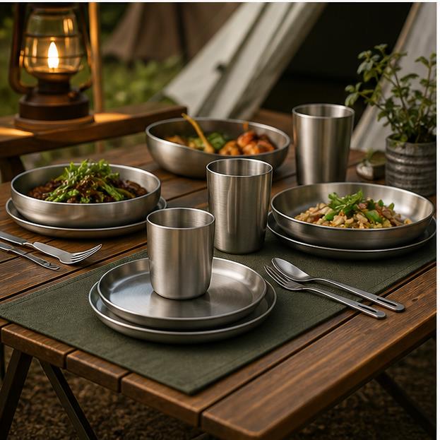 Custom 304 Stainless Steel Glamping Dining Set – outdoor application