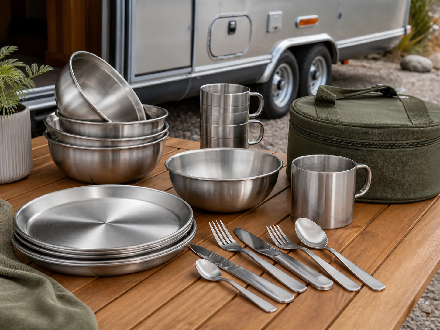 Stainless steel camping tableware and mess kit for RV and glamping buyers