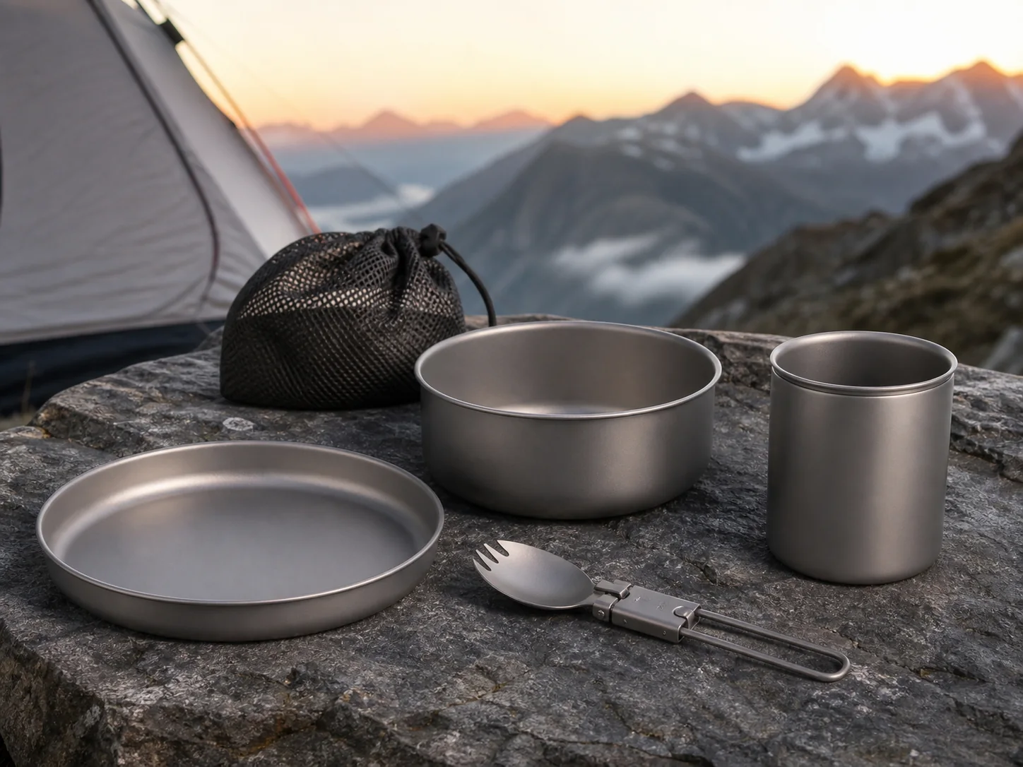 Custom titanium camping tableware for ultralight outdoor brands
