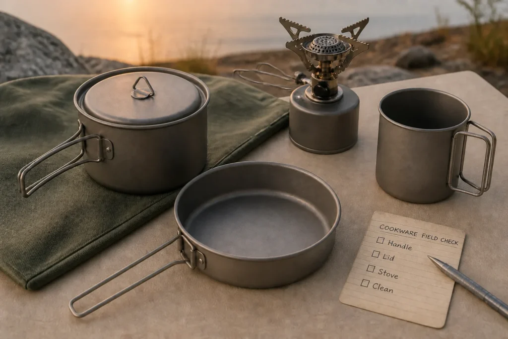 Is titanium cookware safe for camping field setup with written cookware checklist