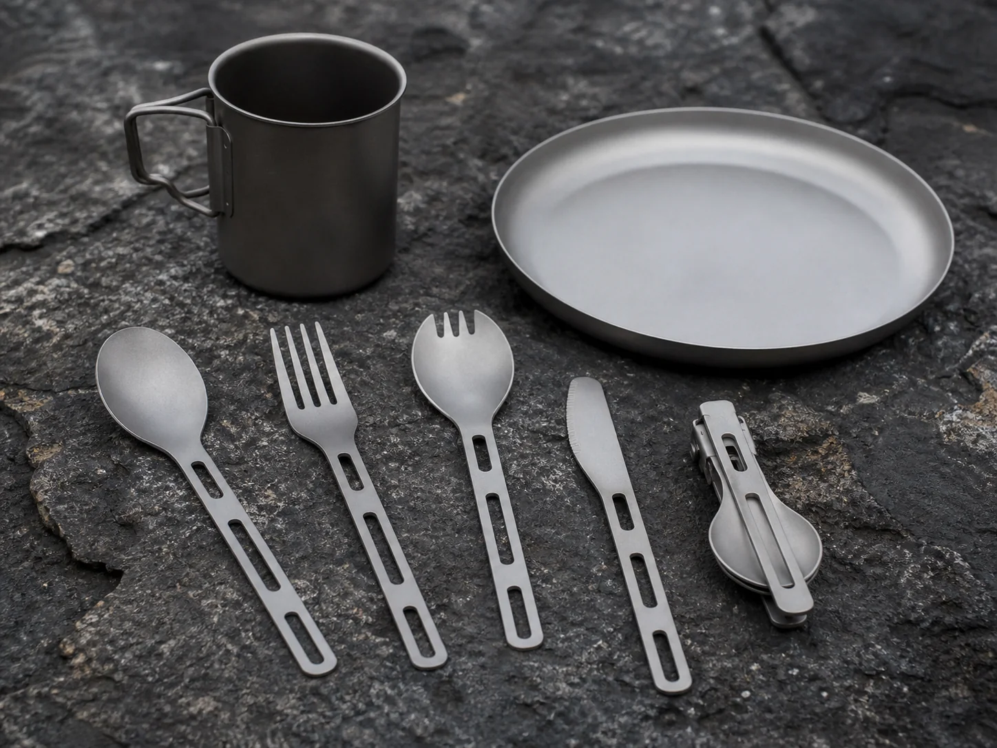 Titanium camping utensils and flatware product range