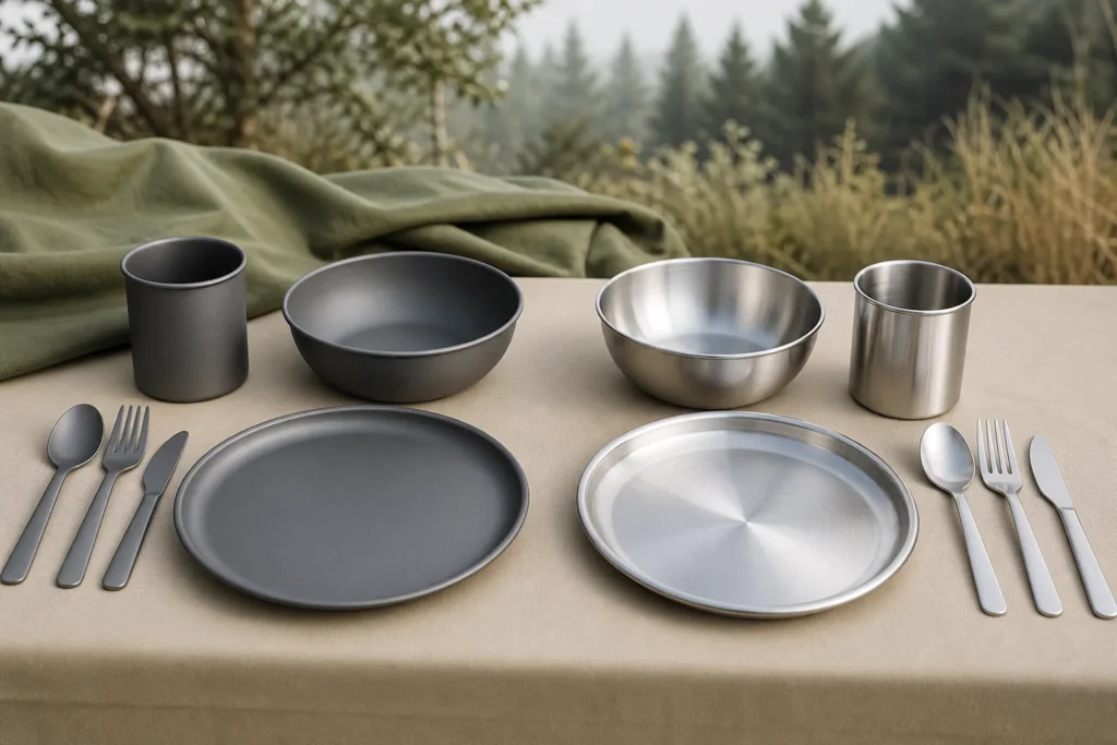 Titanium vs stainless steel camping tableware side-by-side buyer comparison