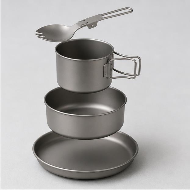 Custom Titanium Ultralight Nesting Mess Kit – design and structure view