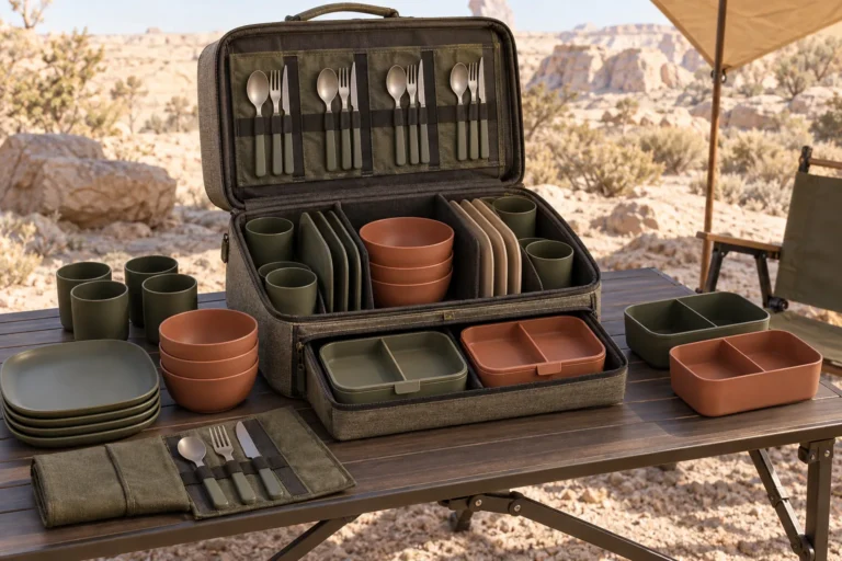Custom Bridge-Rack Family Camping Dinnerware Set