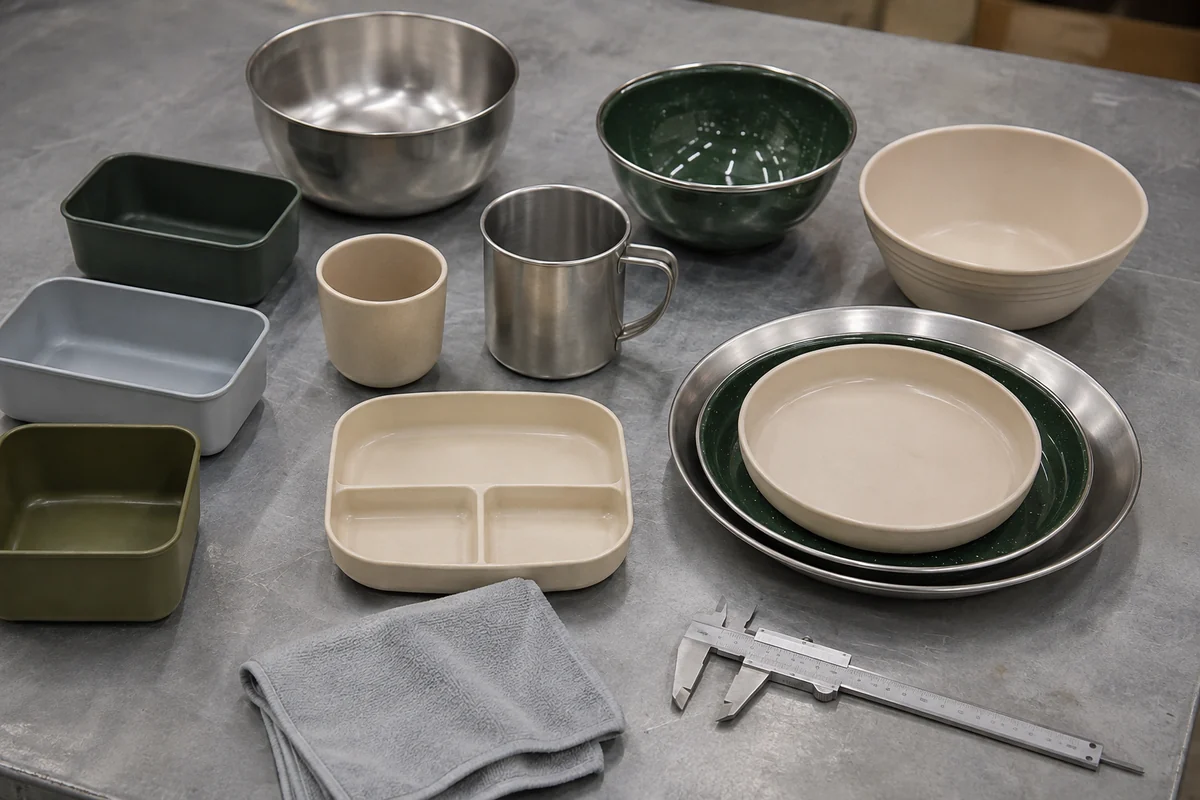 Camping Dinnerware Material and Finish Review Mixed camping dinnerware materials reviewed before dishwasher suitability testing