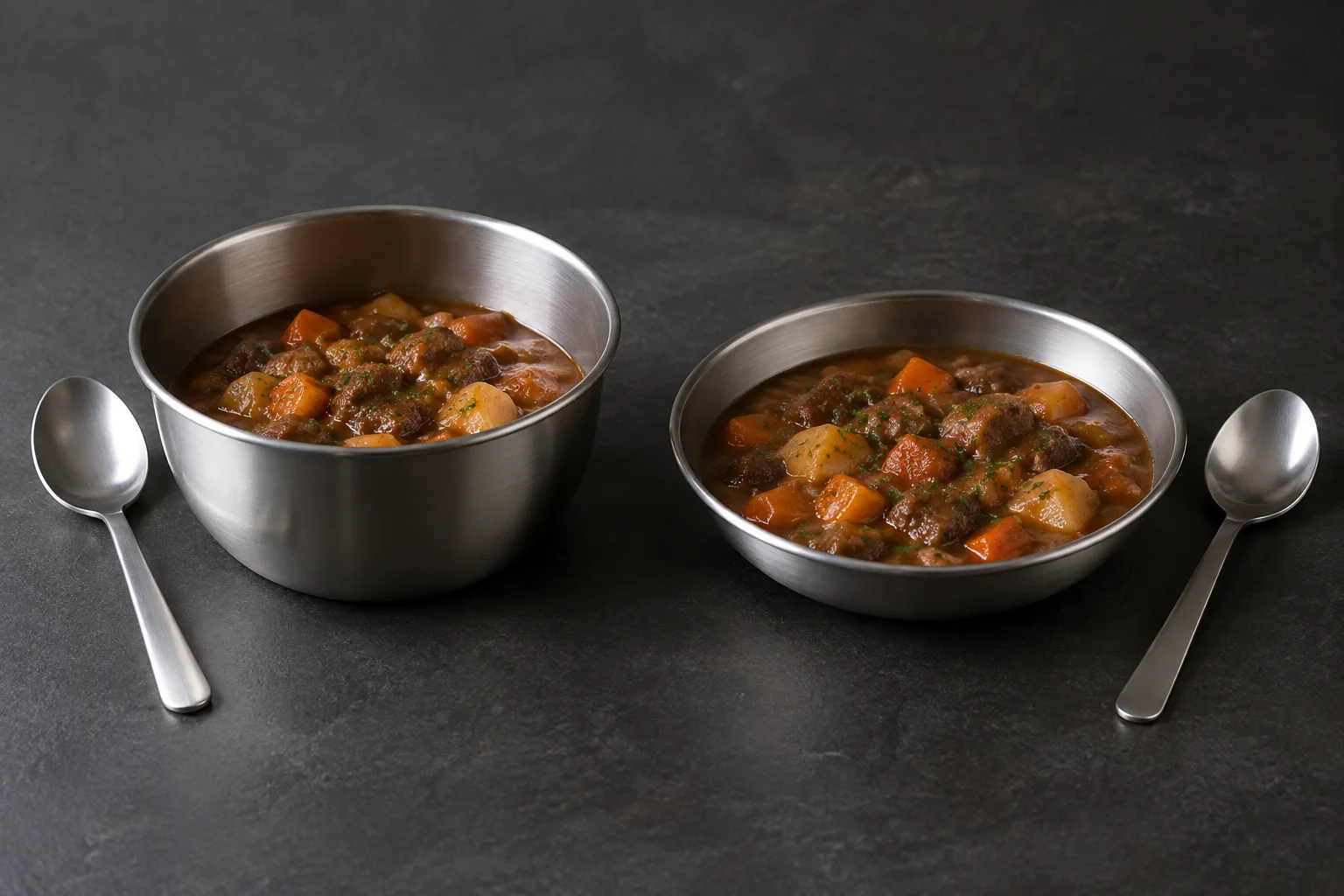 Deep vs shallow camping bowls holding equal portions for profile review