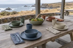 Family camping set piece count with individual settings and shared serving pieces