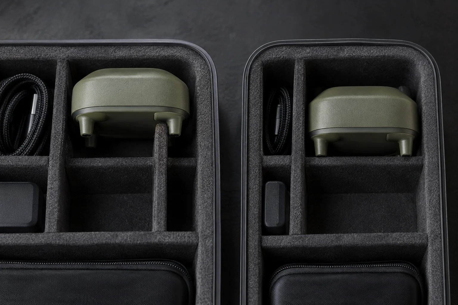 Camping set module fit comparison with one correctly seated interface and one divider conflict