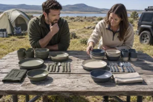 20-piece vs 24-piece camping dinnerware set comparison outdoors