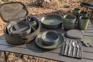 Prevent camping dinnerware rattle during a nested-set buyer review