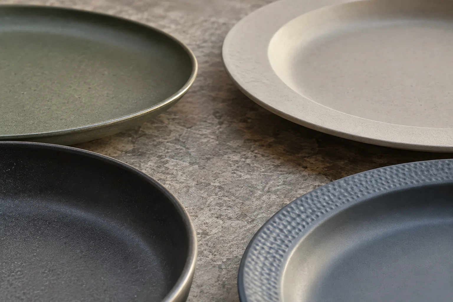 Camping plate rim design comparison showing rolled flanged raised and textured profiles