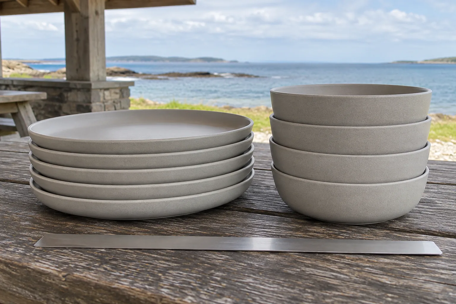 Camping Dinnerware Stacking Geometry Review Identical camping plates and bowls demonstrating repeated stacking rise